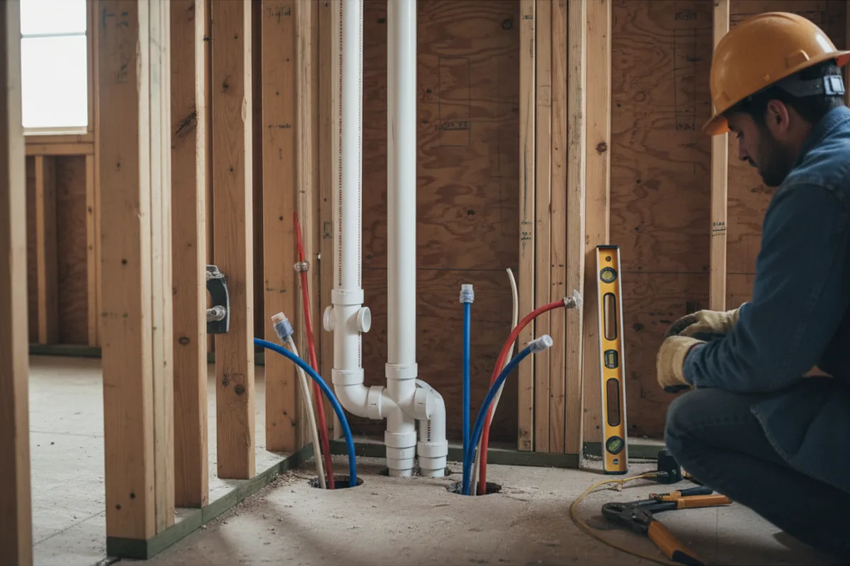 Drain and supply rough-in during Drain Cleaning in Hathorne
