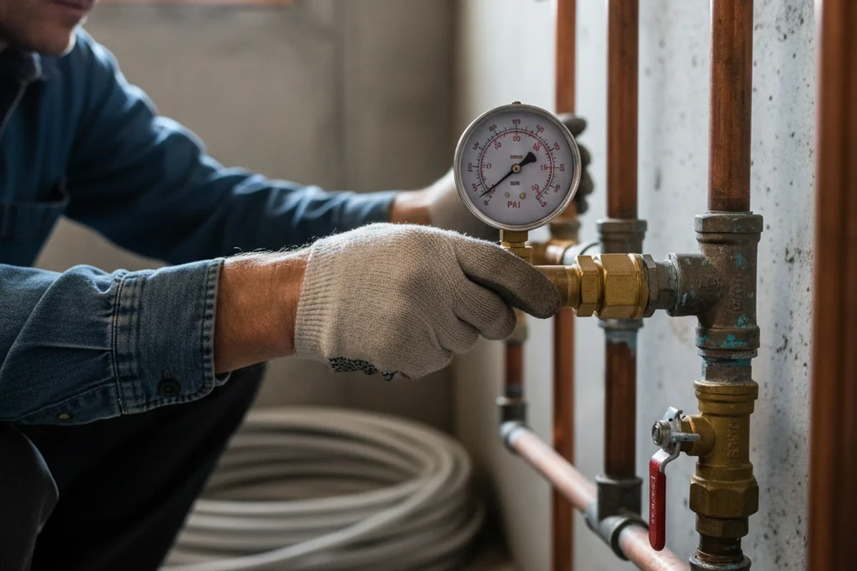 Pressure testing a repaired line during Water Line Repair in Hathorne